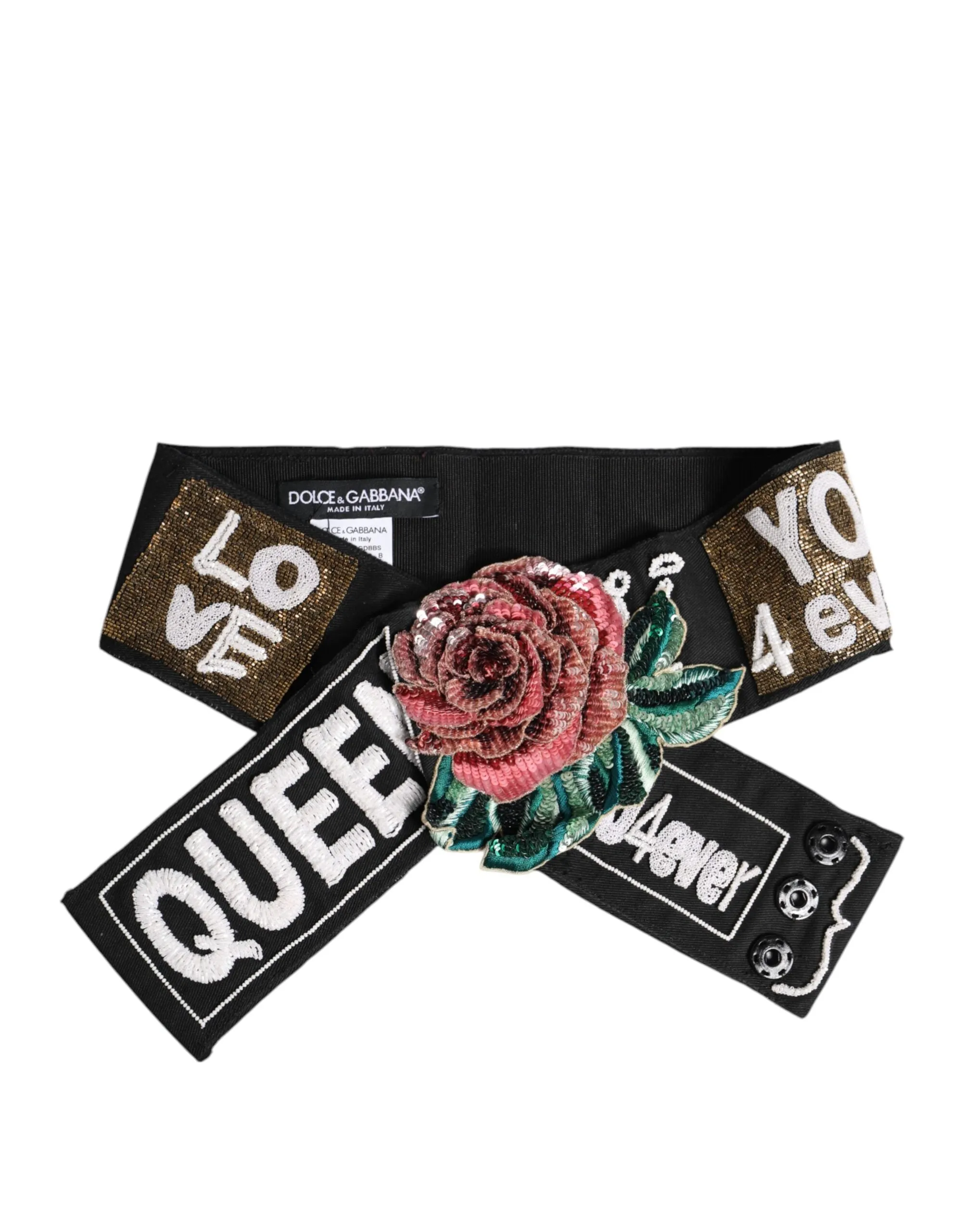 Black Stretch Multicolor Embellished Waist Belt
