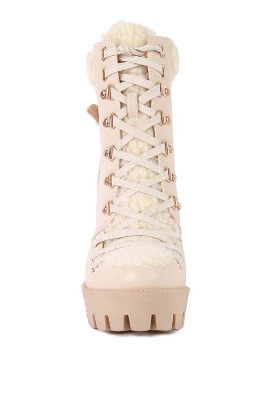 Fur Collared Faux Leather Pines Ankle Boots