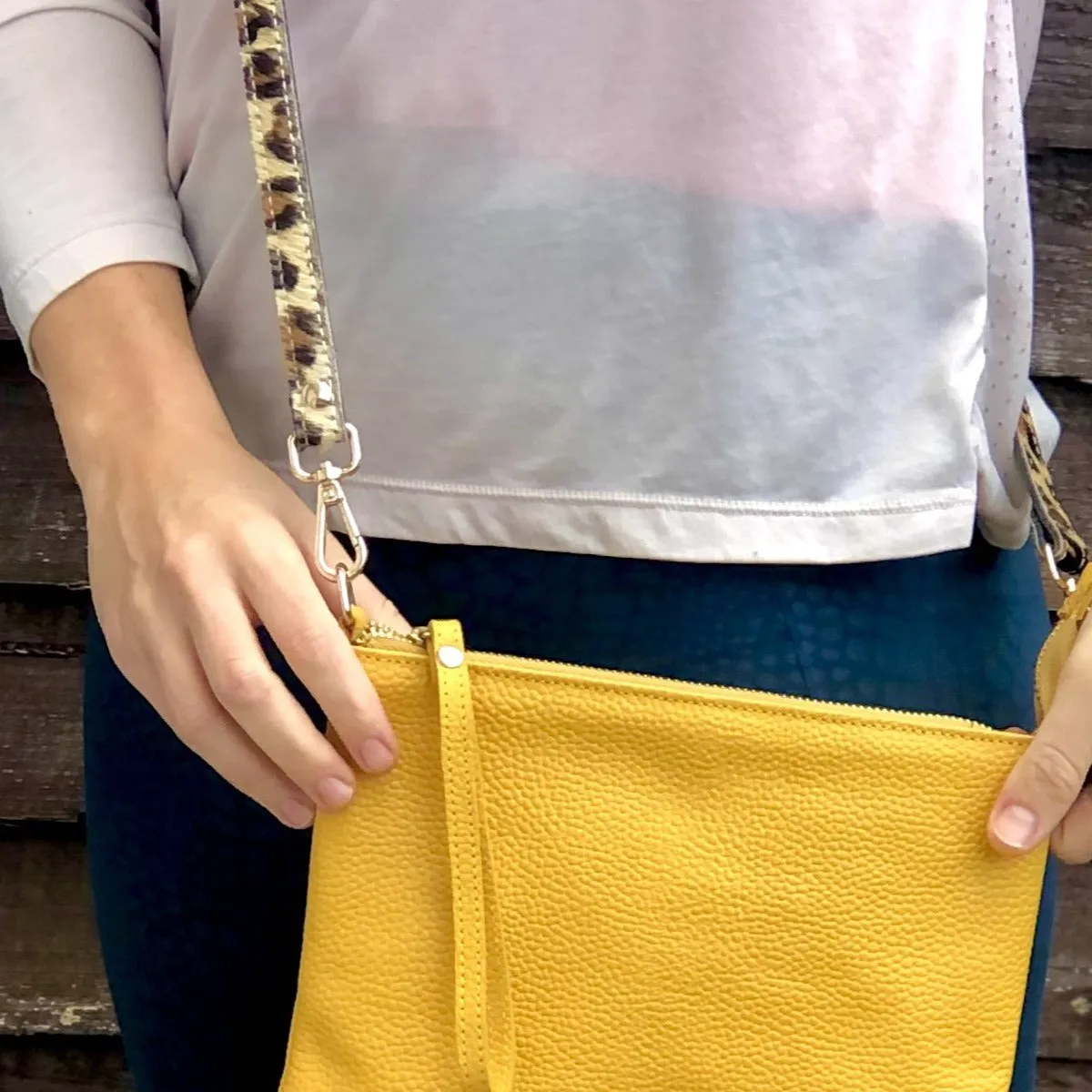 Leopard Hair-on Hide Statement Skinny Replacment Shoulder Bag Strap