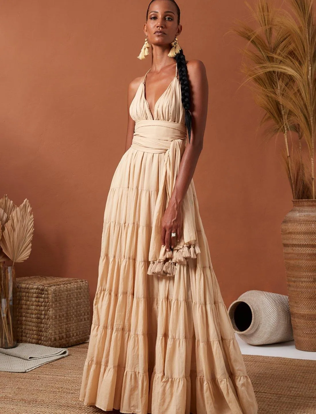 LOLA BOHEMIAN HALTER MAXI DRESS