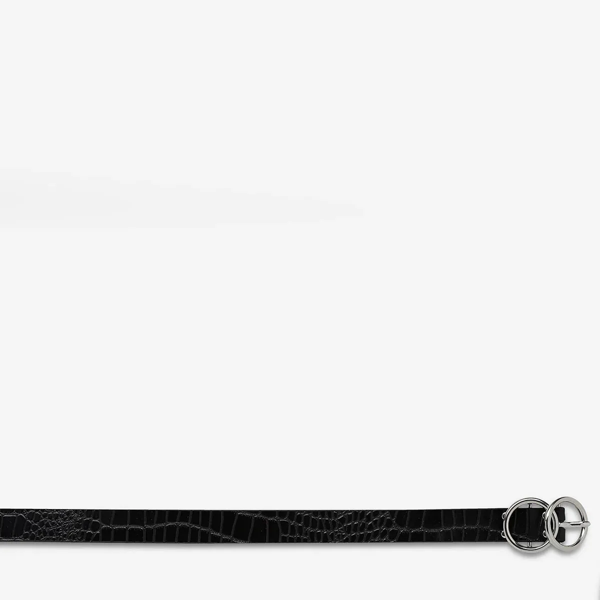 Mislaid Skinny Belt (Black Croc   Silver)