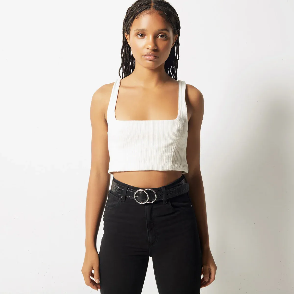 Mislaid Skinny Belt (Black Croc   Silver)