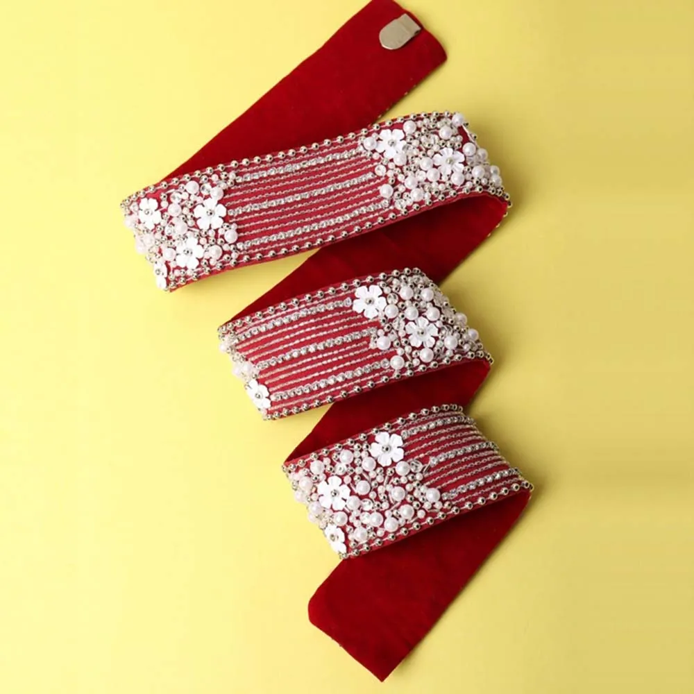 Modarta By Kamakshi Embroidered Maroon Red White Waist Belt