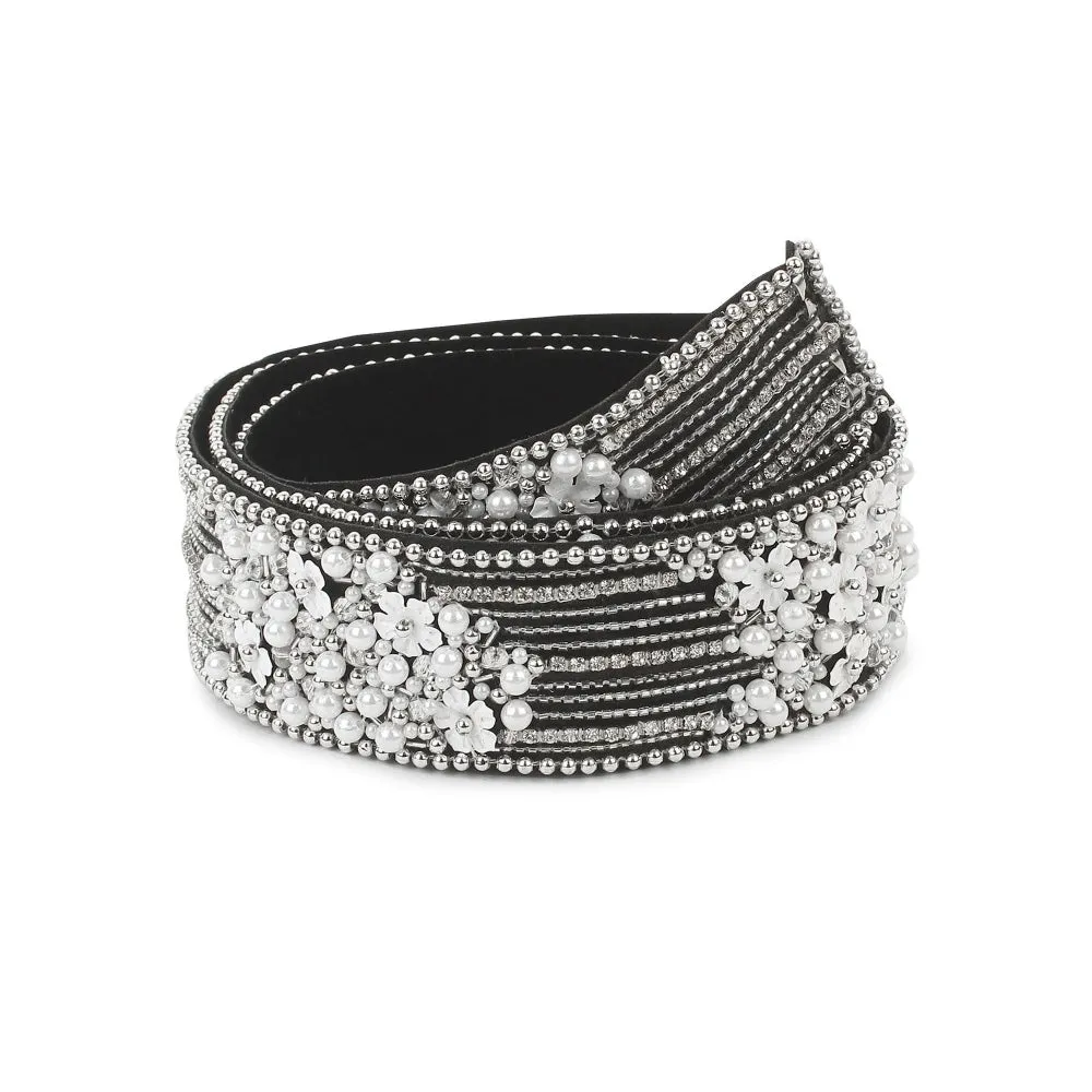 Modarta By Kamakshi Embroidered Pearls And Swarovski Crystals  Waist Belt