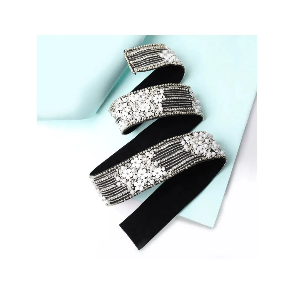 Modarta By Kamakshi Embroidered Pearls And Swarovski Crystals  Waist Belt