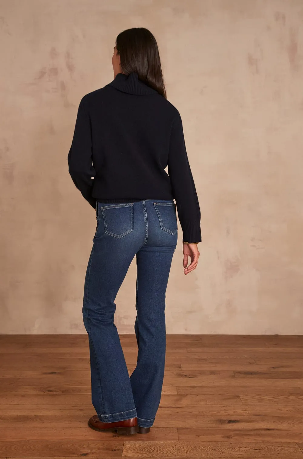 NINON NAVY BLUE FLARED JEANS