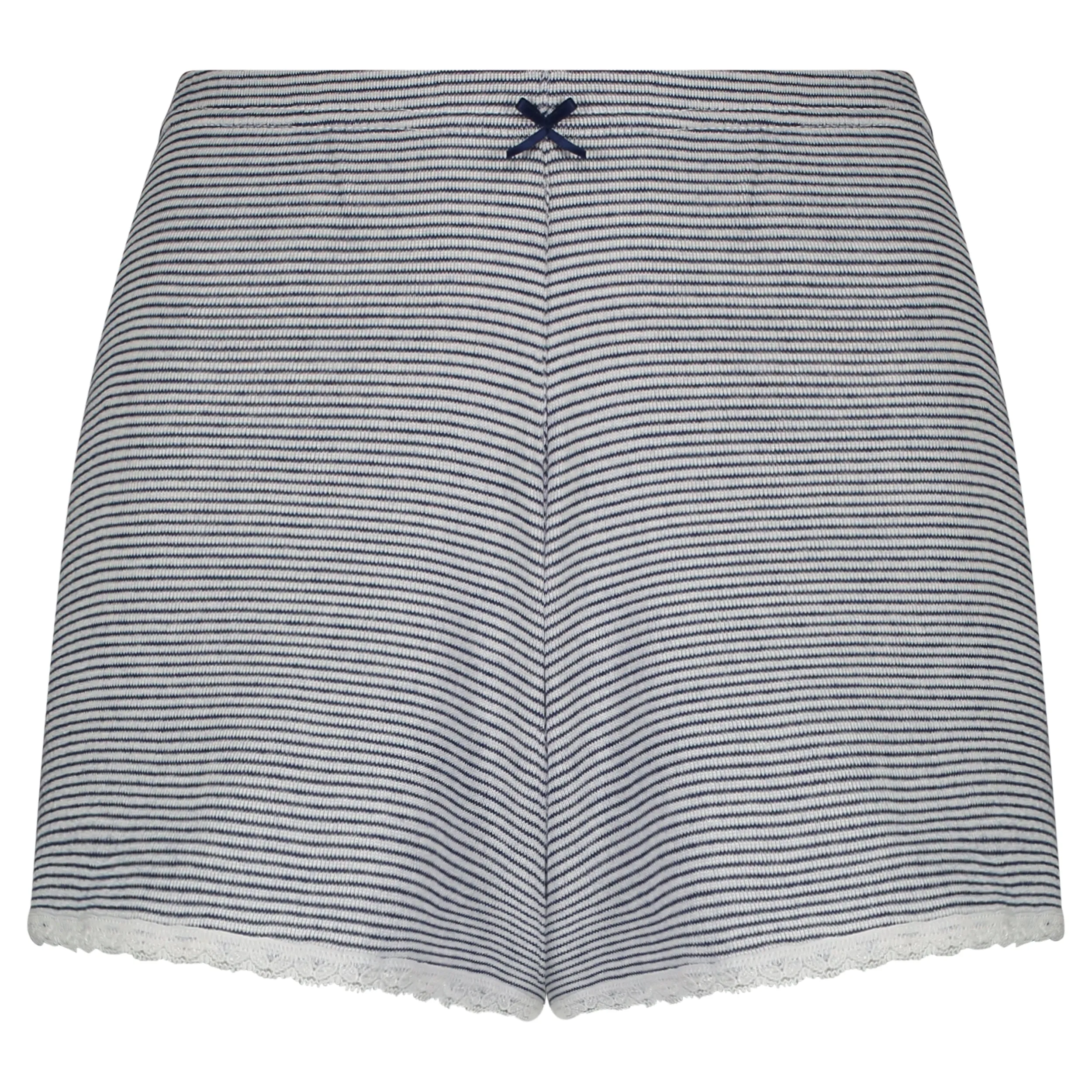 Polkadot LONG SHORT HI RISE Navy Skinny Stripe w Lace -Restocked