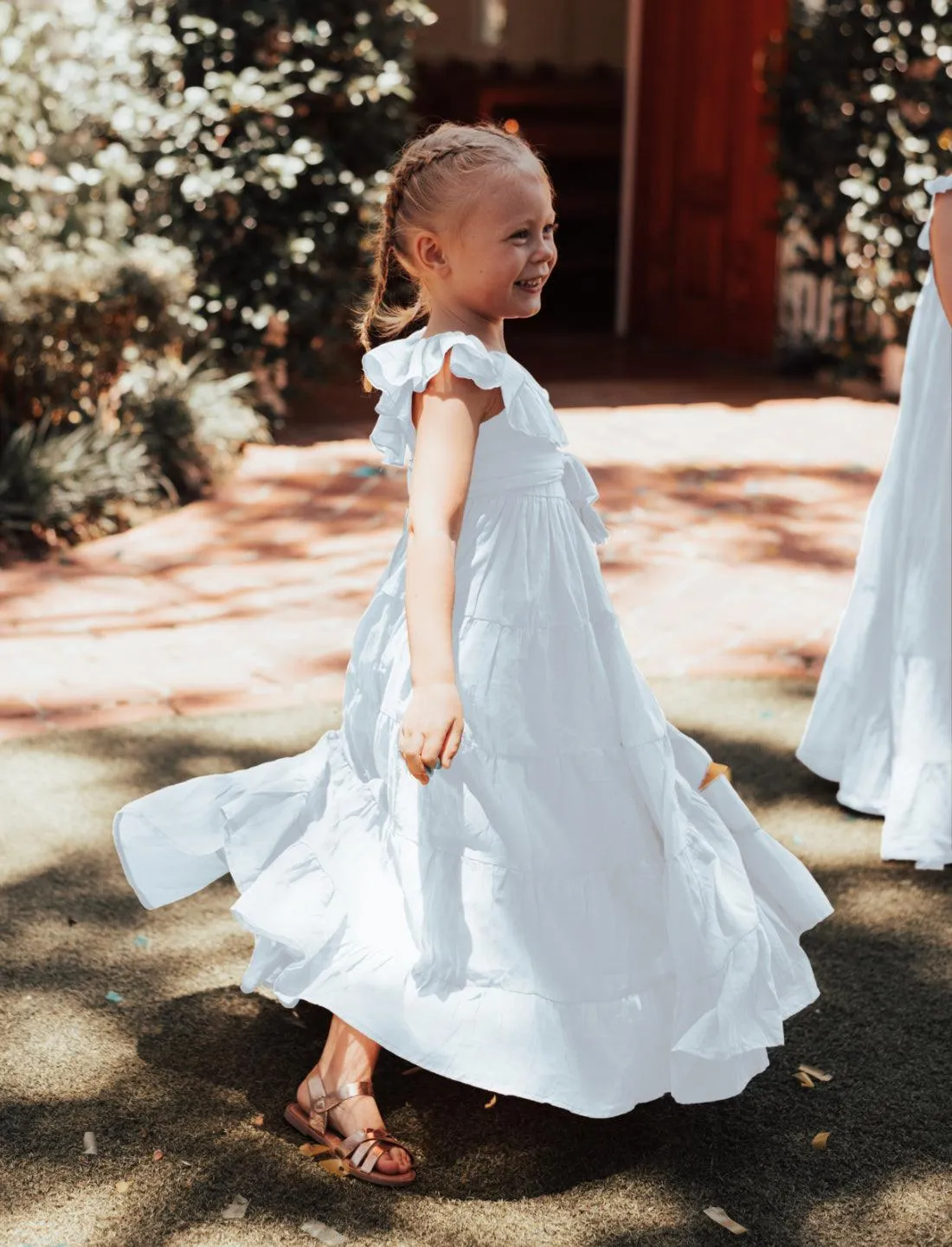 Rita Off the Shoulder Ruffled Tiered Little Girls Dress
