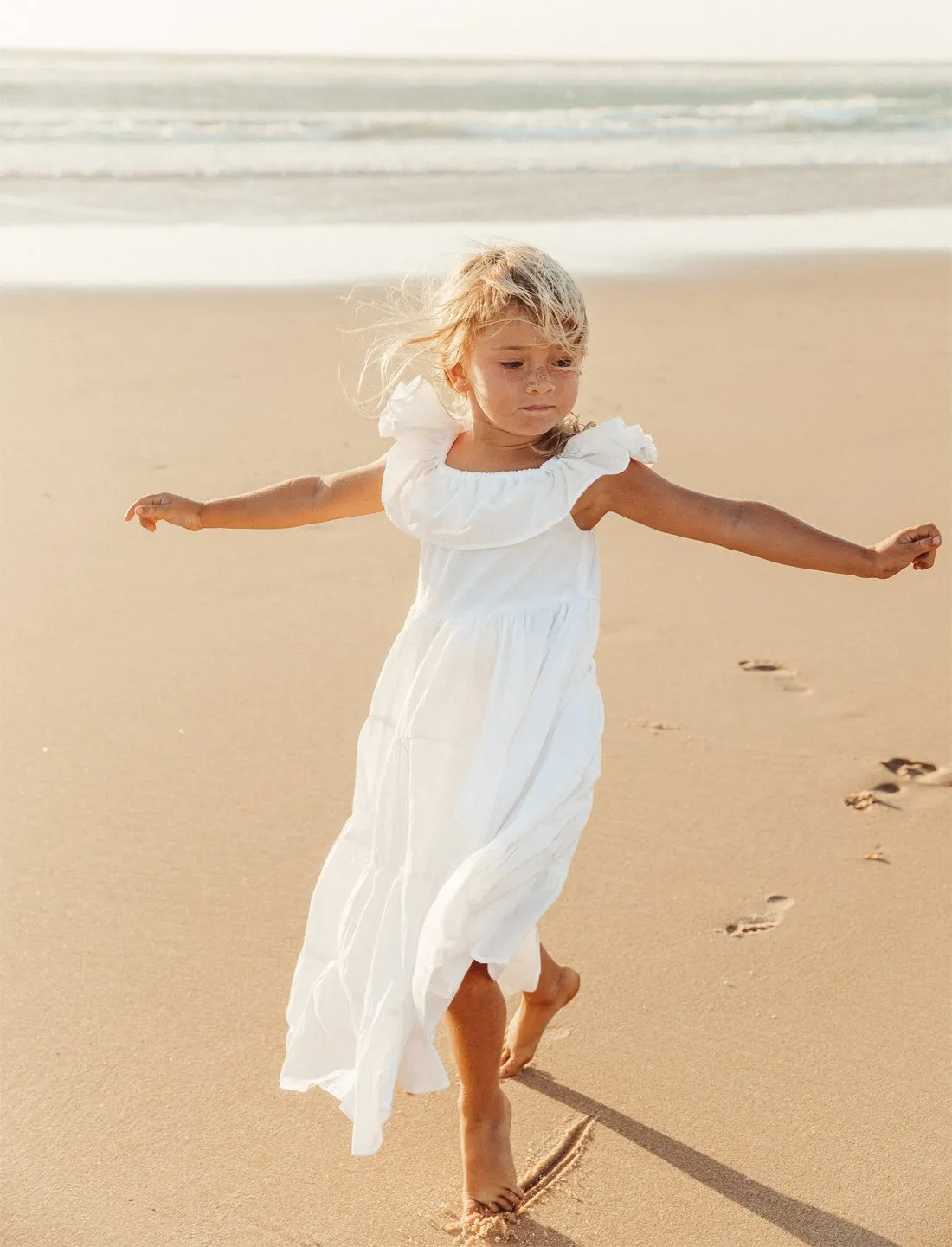 Rita Off the Shoulder Ruffled Tiered Little Girls Dress