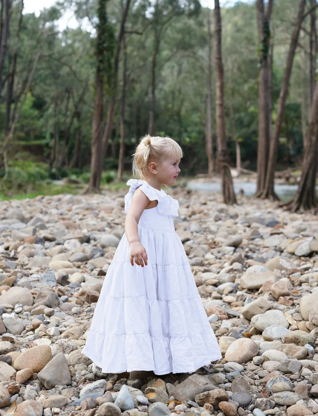 Rita Off the Shoulder Ruffled Tiered Little Girls Dress