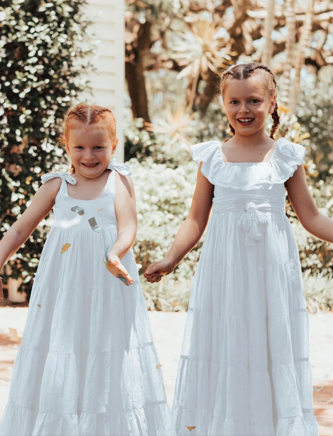 Rita Off the Shoulder Ruffled Tiered Little Girls Dress