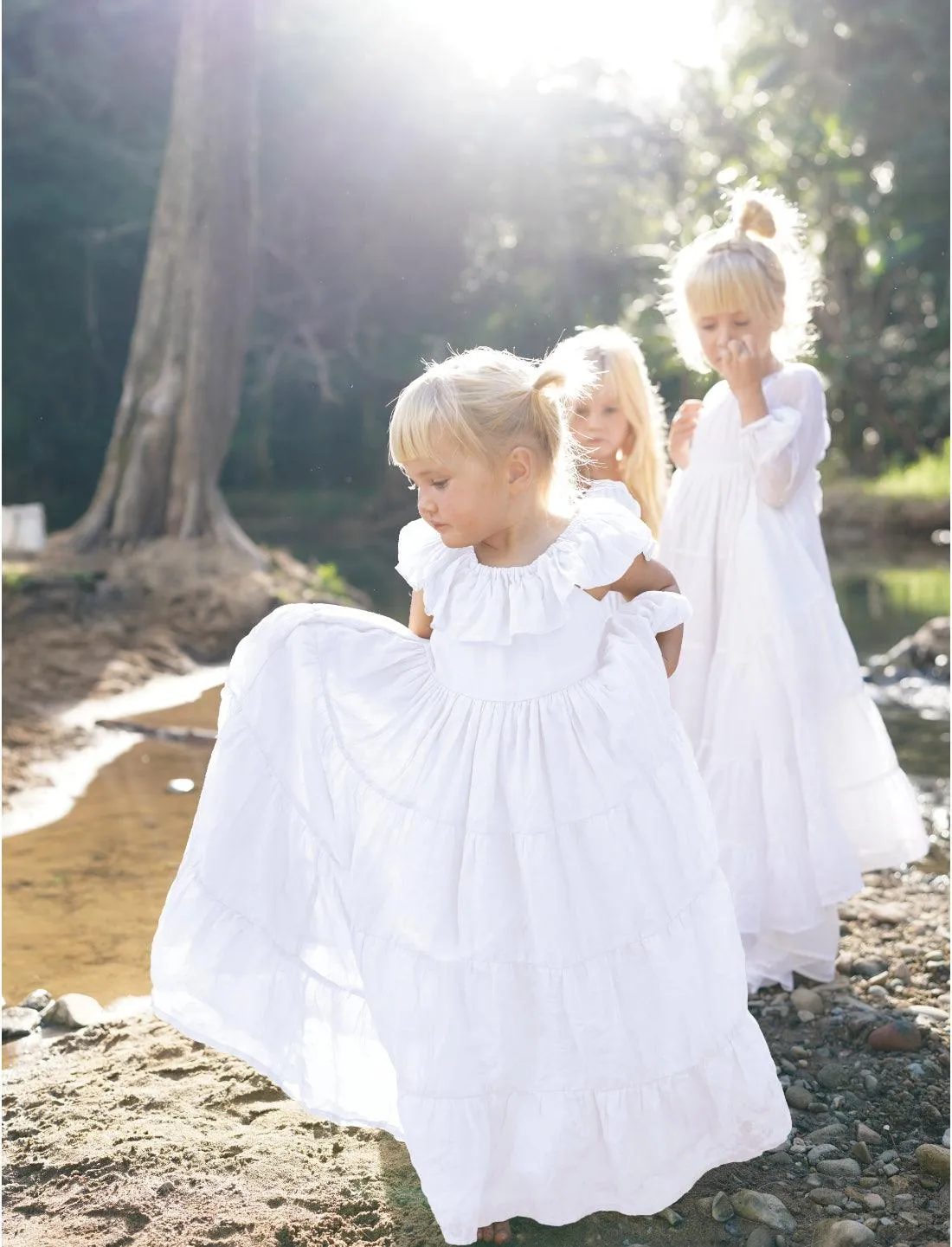 Rita Off the Shoulder Ruffled Tiered Little Girls Dress