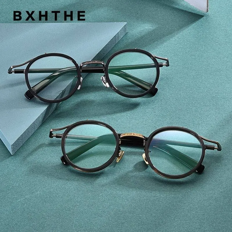 Vintage Acetate Glasses Frame Men Round Luxury Myopia Prescription Optical Eyeglasses Frame
