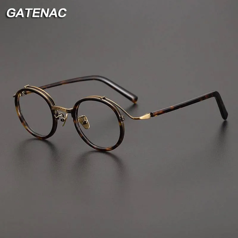 Vintage Acetate Glasses Frame Men Round Luxury Myopia Prescription Optical Eyeglasses Frame