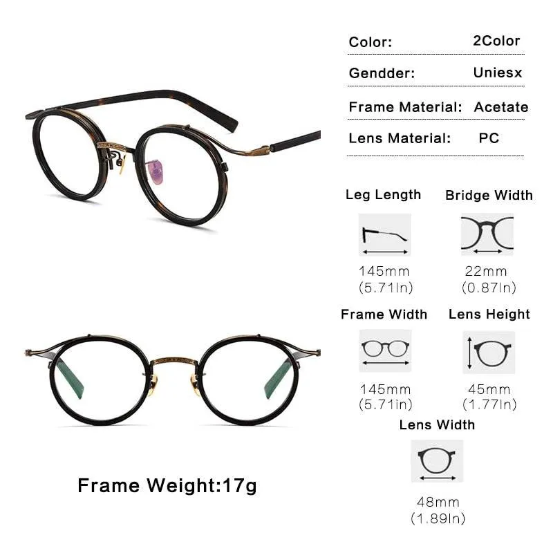 Vintage Acetate Glasses Frame Men Round Luxury Myopia Prescription Optical Eyeglasses Frame