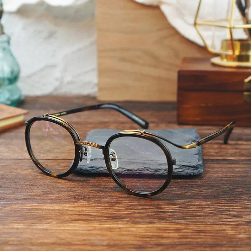 Vintage Acetate Glasses Frame Men Round Luxury Myopia Prescription Optical Eyeglasses Frame